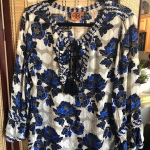 Tory Burch silk floral blouse sz 14